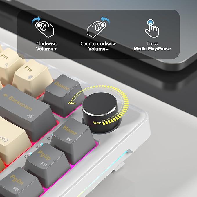 75% Wired Gaming Keyboard, Hot Swappable Gasket Mount, White Switch, 82 Keys TKL Mechanical Keyboard, NKRO Creamy for PC Laptop Windows Gamer (Glimmer)