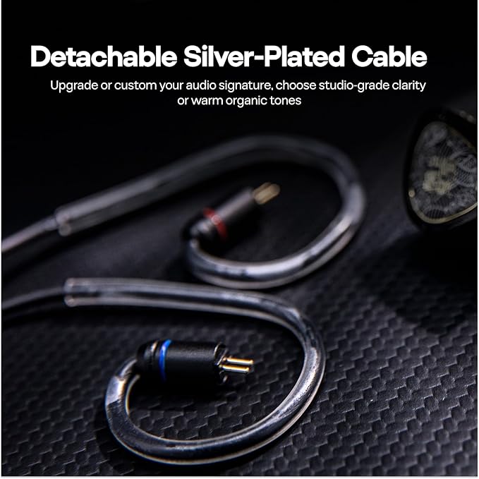 Linsoul TANGZU Wan'er S.G II In Ear Monitor,HiFI Wired Earbuds,10mm Dynamic Driver PET Diaphragm Gaming IEM Earphones with 2Pin Detachable OFC Cable for Audiophile DJ Stage (Clear Black, 4.4mm No Mic)