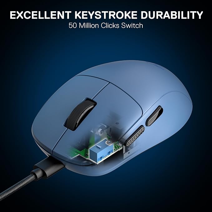Redragon M817 Wired Gaming Mouse, 24000 DPI Optical Mice with 5 Programmable Buttons & Ergonomic Design, 37G Ultra Lightweight, Software Supports DIY Keybinds, Blue