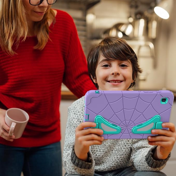AKABEILA Compatible with Samsung Galaxy Tab A7 Lite 8.7 inch T225/T220(2021) Tablet Case，Lightweight Shockproof Rugged Protective Cover with Kickstand for Kids Children Boys Babies Purple Mint Green