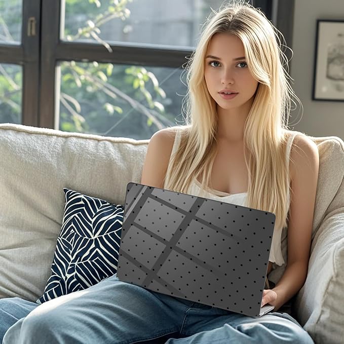 Compatible with MacBook Air 13.6 inch Case M5 M4 M3 M2 2026-2022 A3449 A3240 A3113 A2681 Release, Cute Polka Dot Protective Hard Shell Clear Black Cover for MacBook Air 13