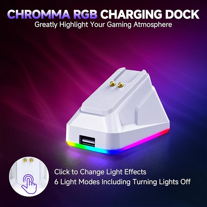 Wireless Gaming Mouse, Tri-Mode 2.4GHz/USB-C/Bluetooth Wireless Mouse with RGB Charging Dock, 24000 DPI, 60Hrs Battery, Ergonomic Lightweight Rechargeable Computer Mice Compatible with PC Mac Laptop