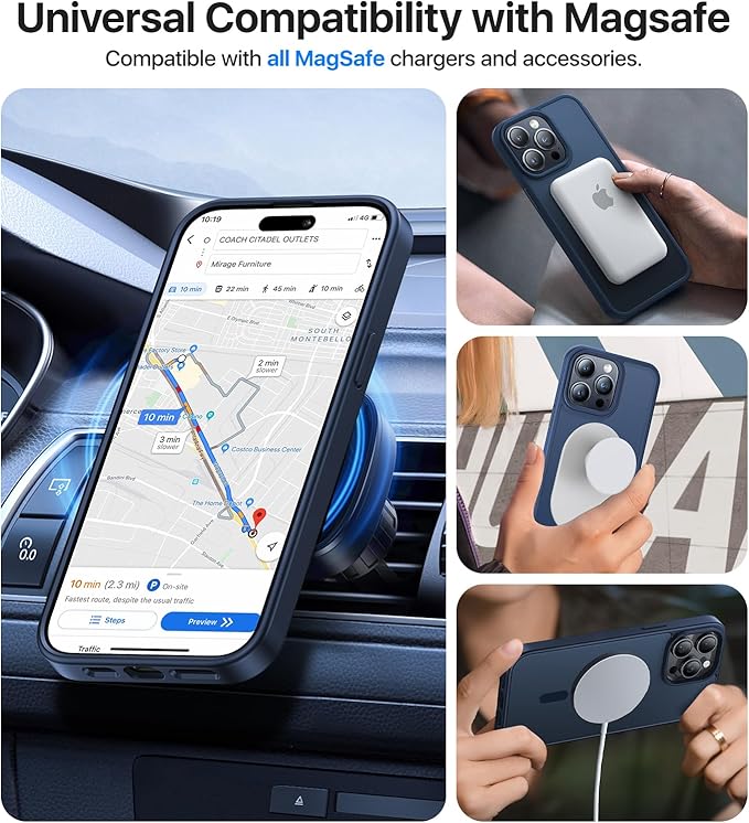 Magnetic for iPhone 13 Pro Max Case, [Compatible with MagSafe][Military-Grade Drop Protection][Anti-Yellowing]Shockproof Translucent Matte Cover for iPhone 13 Pro Max Phone Case,Midnight Blue