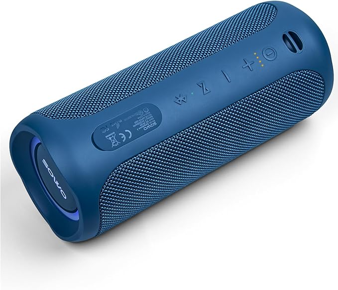 SOWO Waterproof Speaker Bluetooth Wireless- Portable Speaker Loud with Built-in Subwoofer and Tweeter, Extra Bass, Stereo Sound, IP67, Colorful Lights for Party, Outdoor, Camping - Blue