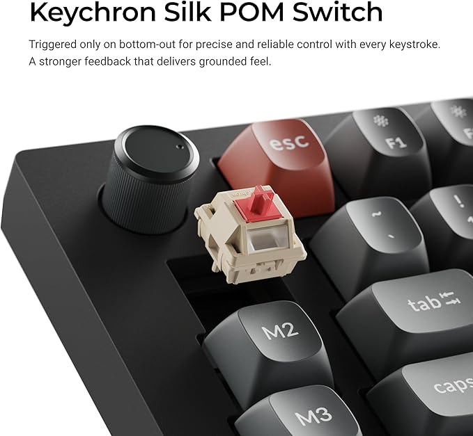 Keychron V10 Ultra 8K Wireless Mechanical Keyboard, 75% Alice Ergonomic Layout, 8000Hz 2.4GHz/Bluetooth 5.3/USB-C Wired, Hot-Swappable ZMK Custom Keyboard with Knob, RGB PBT Keycaps