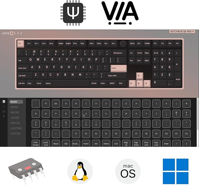 Keychron Q6 Pro Full Aluminum QMK/VIA Programmable Knob Bluetooth Custom Mechanical Keyboard, Full-Size KSA Double-Shot PBT Keycap Hot-Swappable, RGB Backlit, Brown Switch for Mac Windows Linux-Black