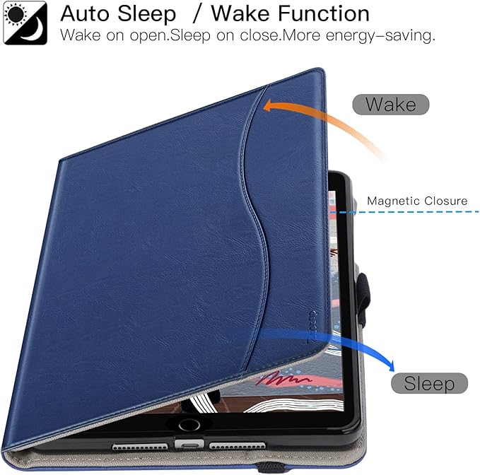 for iPad mini 5 2019/Mini 4 3 2 1 Case 7.9 Inch, Premium PU Leather Folio Stand Cover with Auto Wake/Sleep, Front Card Pocket for iPad mini 5th/4th/3rd/2nd/1st Generation, Navy Blue