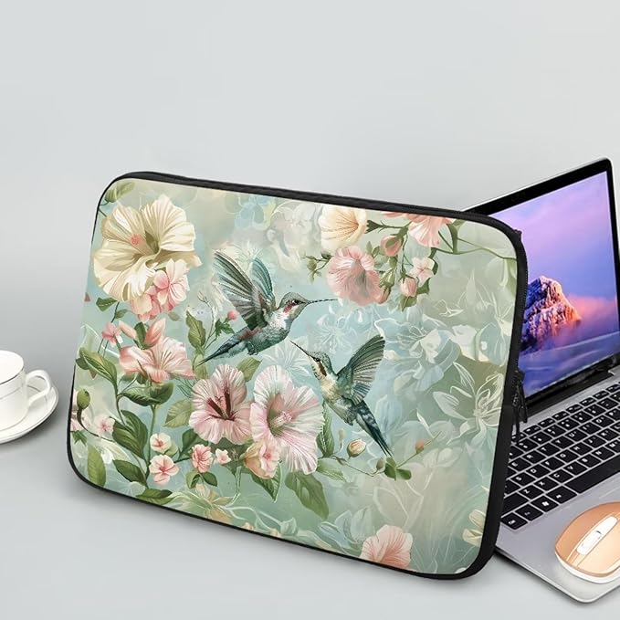 Hummingbird Flower Computer Sleeve for Women Laptop Sleeve 15 inch Neoprene Lap Top Case with Padded Compartment Computer Carrying Case Laptop Sleeve Bag, 240703BZ1403013