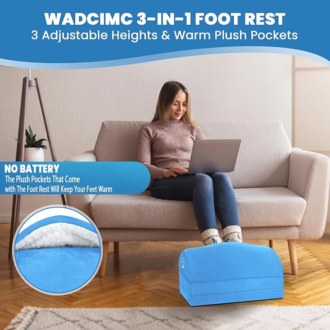 Foot Rest for Under Desk at Work, Warmer Feet Pocket Footrest,Foot Stool with Washable Cover,Comfortable Footrest with 3 Adjustable Heights, for Office Gaming Chair, for Leg Support, XL(18IN)