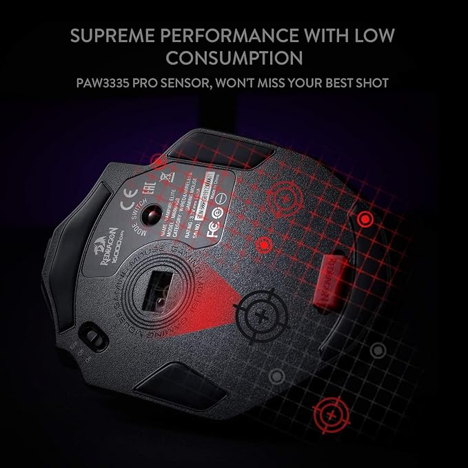 Redragon M686 Wireless Gaming Mouse, 16000 DPI Wired/Wireless Gamer Mouse with Professional Sensor, 45-Hour Reliable Power Capacity, Customizable Macro and RGB Backlight for PC/Mac/Laptop