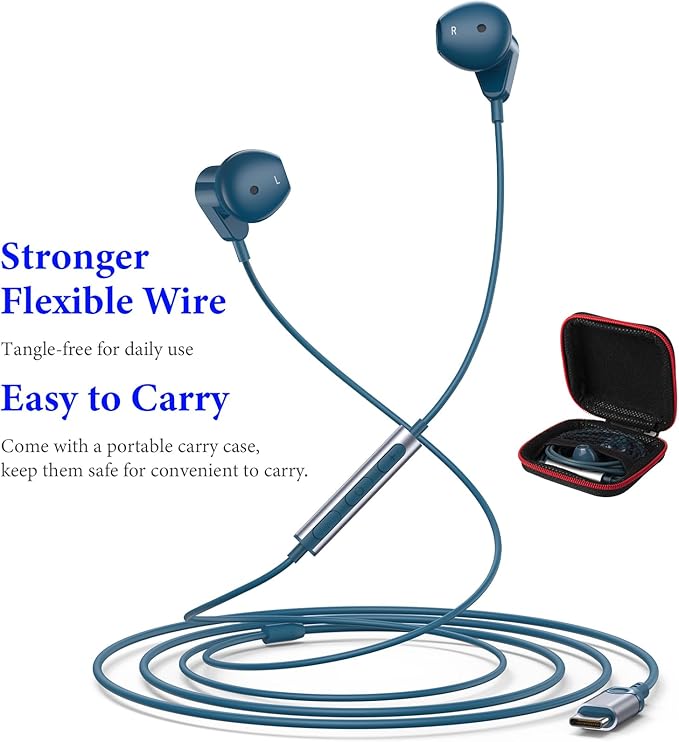 APETOO USB C Headphones for iPhone 17 16 15 Plus/iPad 10th, HiFi Stereo USB-C Wired Earbuds Type C Earphones with Microphone Volume Control for Samsung S26/S25/S24 Ultra/S23/S22/S21/S20/A17/Pixel 9 8