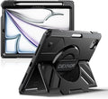 Dexnor Case for iPad Air 11 inch M4/M3/M2, iPad Air 5th/4th Generation 10.9 inch Rugged Case with 360° Rotating Hand Strap & Stand & Screen Protector & Pencil Holder Shockproof Full-Body Cover, Black