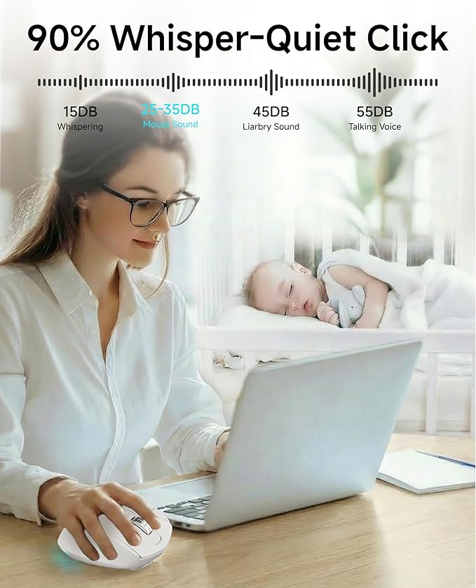EWEADN C2 Ergonomic Wireless Mouse, 2.4G & Bluetooth Mouse for Laptop, Silent Click Dul-Mode Rechargeable Computer Mouse, 5 DPI Levels Optical Mice with RGB for Laptop, PC, Mac, Windows - Black