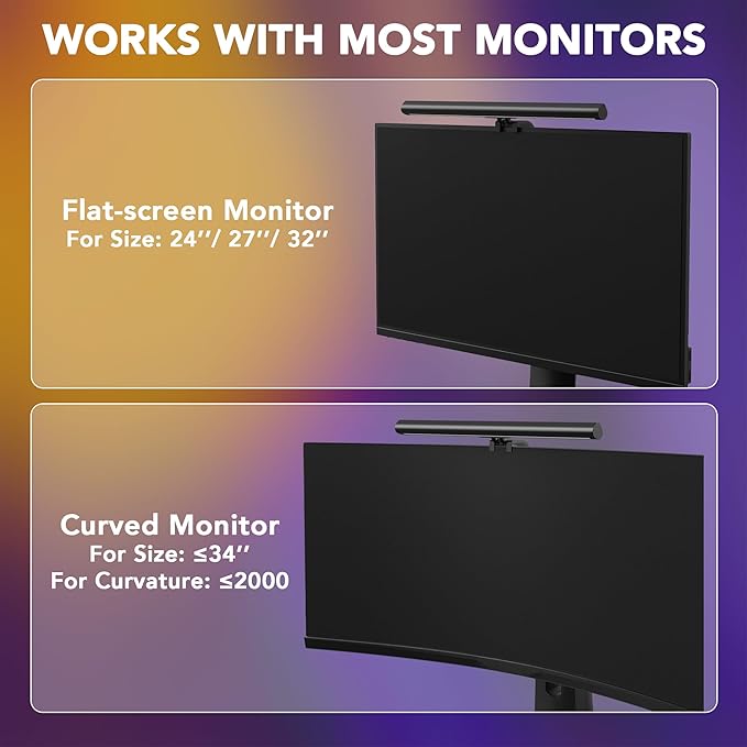 Smart Monitor Light Bar with RGB Backlight, Software-Controlled Screen & Music Sync, LED Monitor Lights for Gaming & Work with 16 Million Colors and 18 Modes – 16"