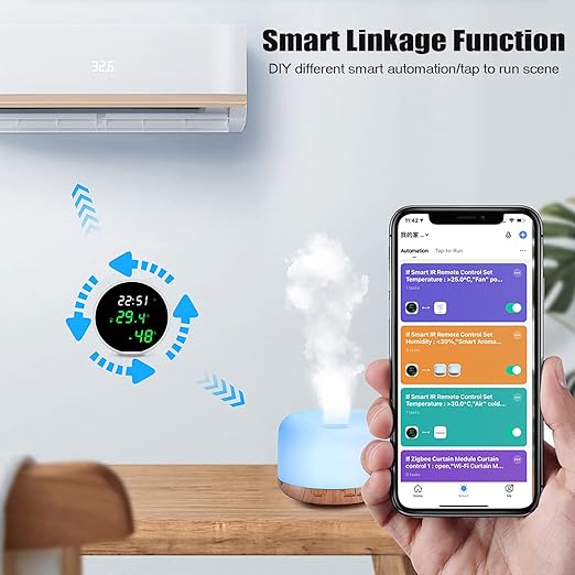 WiFi Room Thermometer Indoor Hygrometer: Smart Temperature Humidity Monitor with LED Backlit Display, Free Data Storage Export, Digital Temperature Humidity Sensor Compatible with Alexa