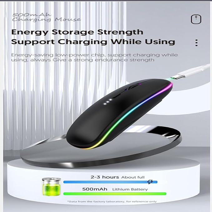 10 Pack Wireless Bluetooth Mouse,LED Dual Mode Rechargeable Silent Slim Laptop Mouse,Portable(BT5.2+USB Receiver) Dual Mode Computer Mice,for Laptop,Desktop Computer,ipad Tablet,Phone,TV (Black)