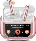 Wireless Earbuds, Bluetooth 5.4 Headphones with Multifunctional Touch Screen, 48H Hi-Fi Stereo Ear Buds with ENC Noise Cancelling Mic/5 EQ Modes Earbuds, IPX7 Earphones for iOS Android Rose Gold
