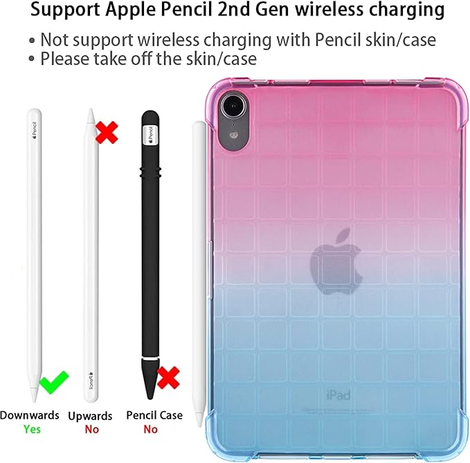 for iPad (A16) 11th Generation 11" 2025 & iPad 10th Generation Case 10.9 inch 2022, Lightweight Thin Translucent Soft TPU Back Shockproof Matte Clear Silicone Gradient Shell, Pink & Green