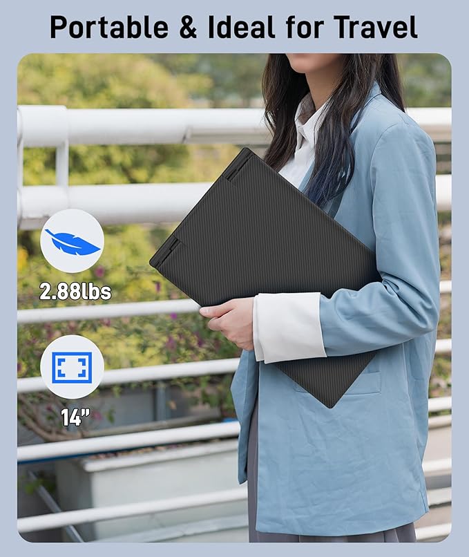 Laptop Screen Extender, 14" FHD 1080P IPS Portable Monitor for 13" - 17" Laptops, Plug & Play Screen Extender, Auto Adjust Width Dual Monitor, Compatible with Mac/Wins/Dex/Chrome