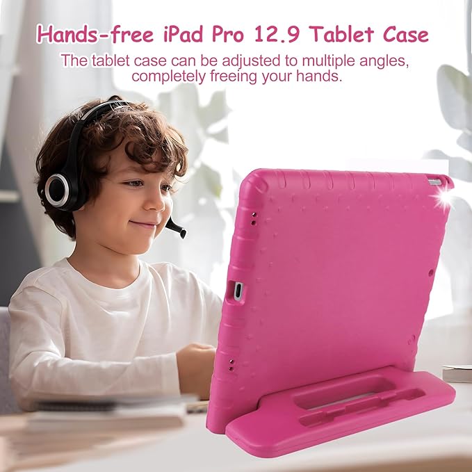 for Kids iPad Pro 12.9 Case 2nd 1st Generation Super Protection 2015 2017 12.9 inch iPad Pro Case with Pencil Holder iPad Pro Covers 12.9 inch for iPad Pro 12.9" 1st 2nd Gen Rose Red