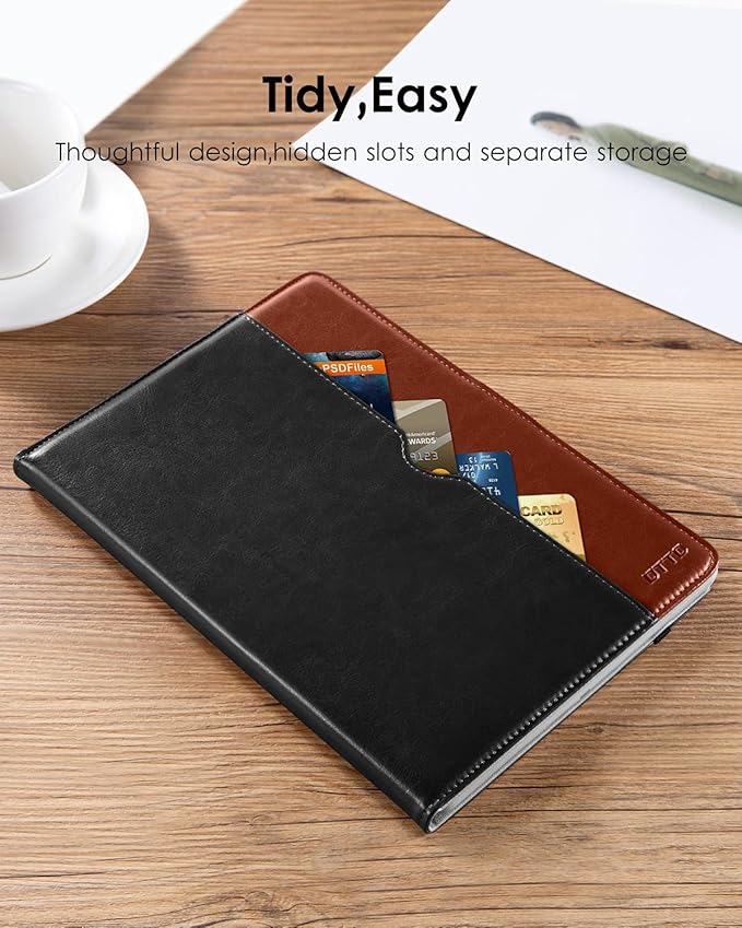 DTTO for iPad 9.7 Inch 5th/6th Generation 2018/2017 Case with Apple Pencil Holder, Premium Leather Folio Stand Cover Case for Apple iPad 9.7 inch, Also Fit iPad Pro 9.7/Air 2/Air - Black Brown