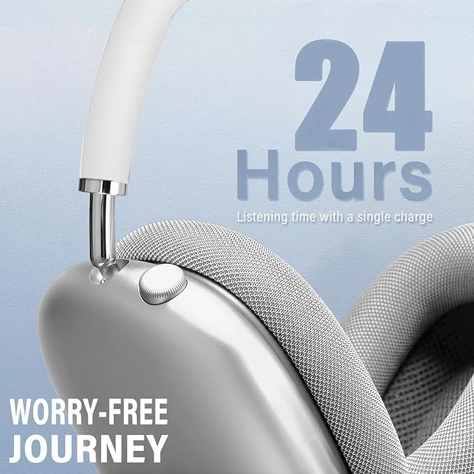 Wireless Headphones Bluetooth Headphones Active Noise Cancelling Over-Ear Head-Phones with Microphones, 24 Hours Playtime, HiFi Audio Adjustable Headset for iPhone/Android/Samsung - Orange.