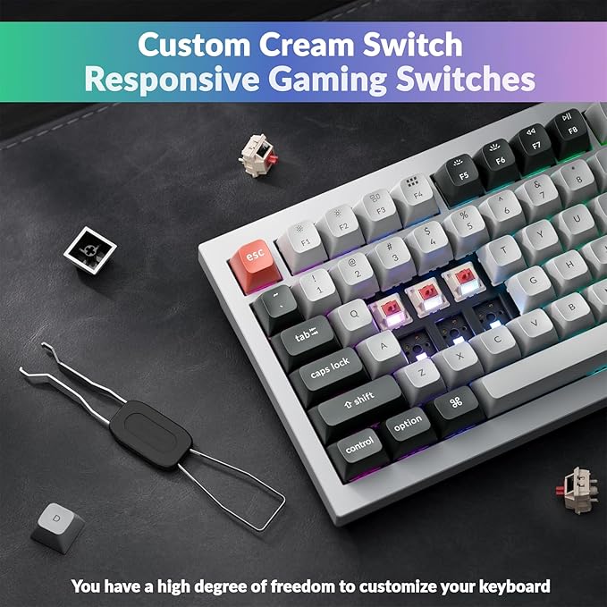 Keychron Q1 Ultra 8K 75% Wireless Mechanical Keyboard, Aluminum Hot-Swappable RGB, Red Switch, 82 Keys, 600h Battery Life, 2.4GHz/Bluetooth/Wired, ZMK Programmable, Mac Windows Linux – White