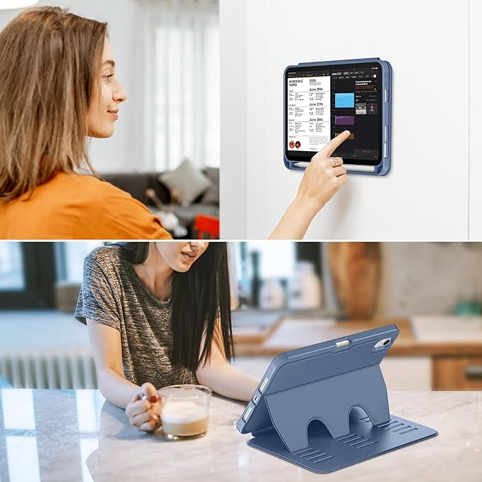 VIKESI Case for iPad mini 7 (A17 Pro) and iPad mini 6,Multiple Angles Magnetic Stand Cover,Shockproof Soft Back,Pencil Holder,and Auto Sleep/Wake,Mist Blue