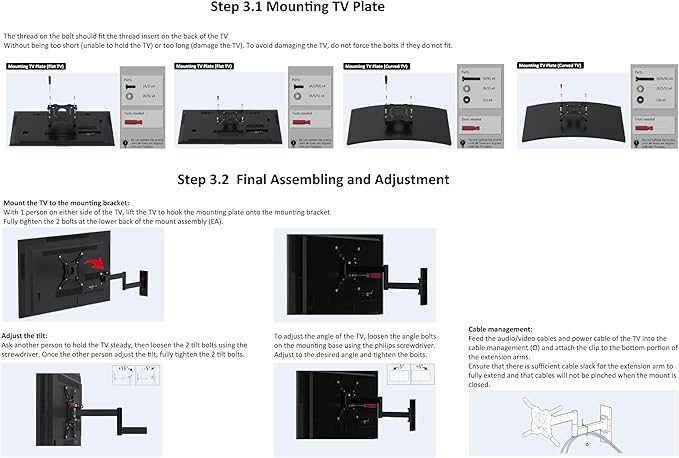 Amazon Basics Full Motion Articulating TV Wall Mount with Tilt Swivel, Extends 16 inches, VESA 200x200, for 12" to 40" TVs, 40 lbs, Black