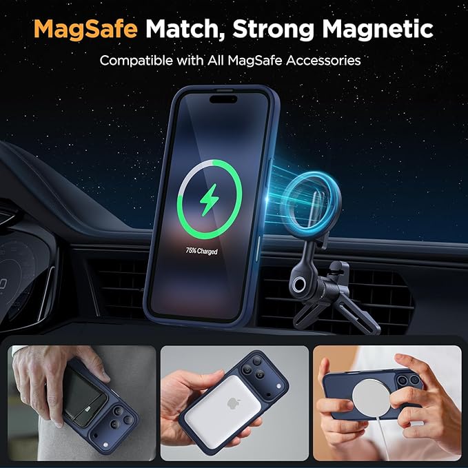 Miracase Magnetic for iPhone 17 Pro Case 6.3", Camera Control, [Compatible with MagSafe] [Screen Protector] Military-Grade Protection, Anti-Fingerprint, Slim Thin Phone Case, Dark Blue