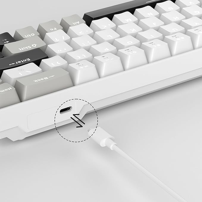 MageGee Portable 60% Mechanical Gaming Keyboard, MK-Box LED White Backlit Compact 68 Keys Mini Wired Office Keyboard with Red Switch for Windows Laptop PC Mac - Grey