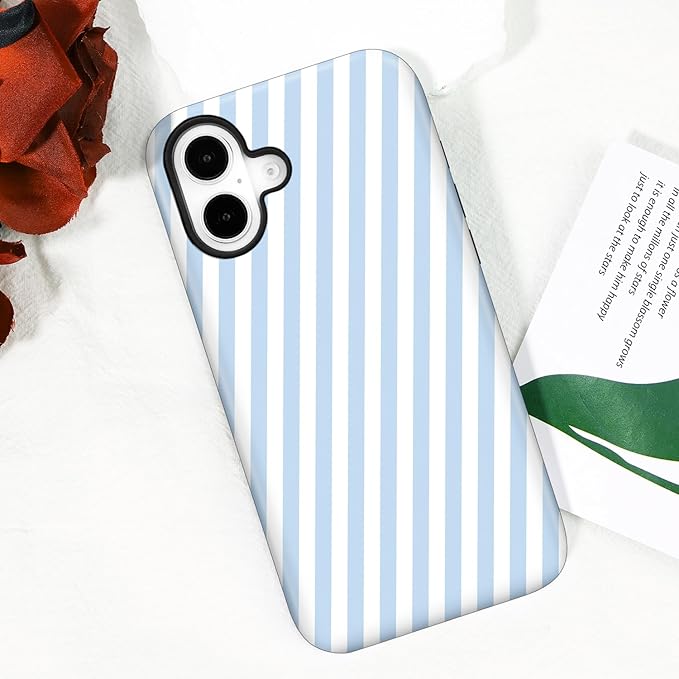 Magnetic for iPhone 17 Case Cute Diagonal Stripes Phone Case, Shockproof Slim TPU and Hard PC Protective Phone Cover Compatible with MagSafe Designed for Women Girls,Blue