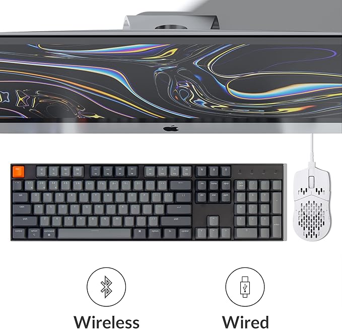 Keychron K10 Full Size Layout Bluetooth Wireless/USB Wired Mechanical Gaming Keyboard for Mac with Keychron Super Brown Switch/Multitasking/RGB Backlight 104 Keys Computer Keyboard for Windows Laptop