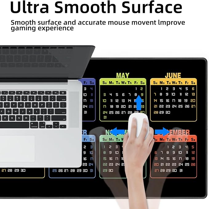Galdas Gaming Mouse Pad XXL XL Large Long Extended Big Mousepad Non-Slip Rubber Keyboard Mouse Pad with Stitched Edges for Laptop Home Office (2026 Calendar, 31.5 * 11.8)