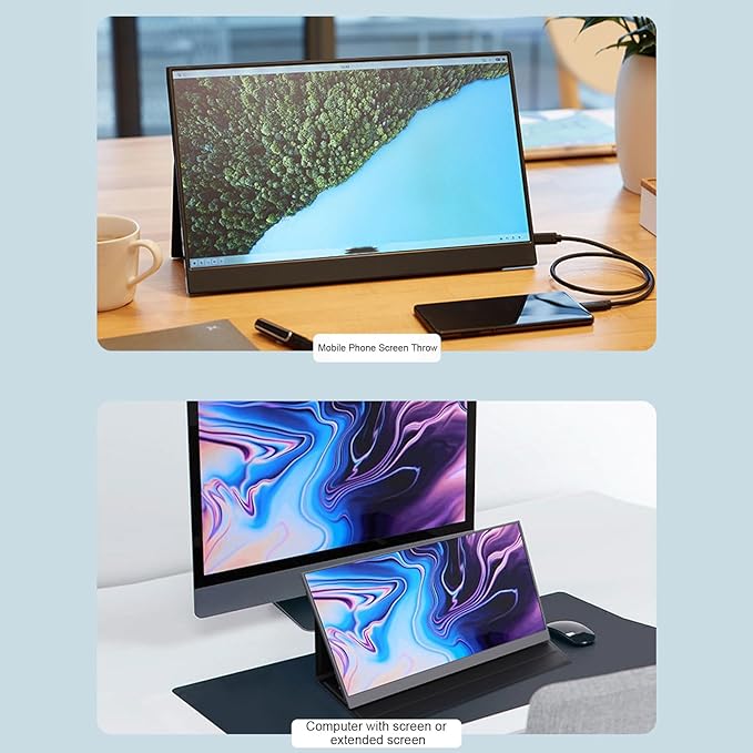 Yunseity 15.6 Inch Portable Monitor, 4K Touchscreen Computer Gaming Display, 60Hz 16:9 Widescreen External Monitor with Adjustable Stand, HDMI USB C 3.1 Travel Second Monitor