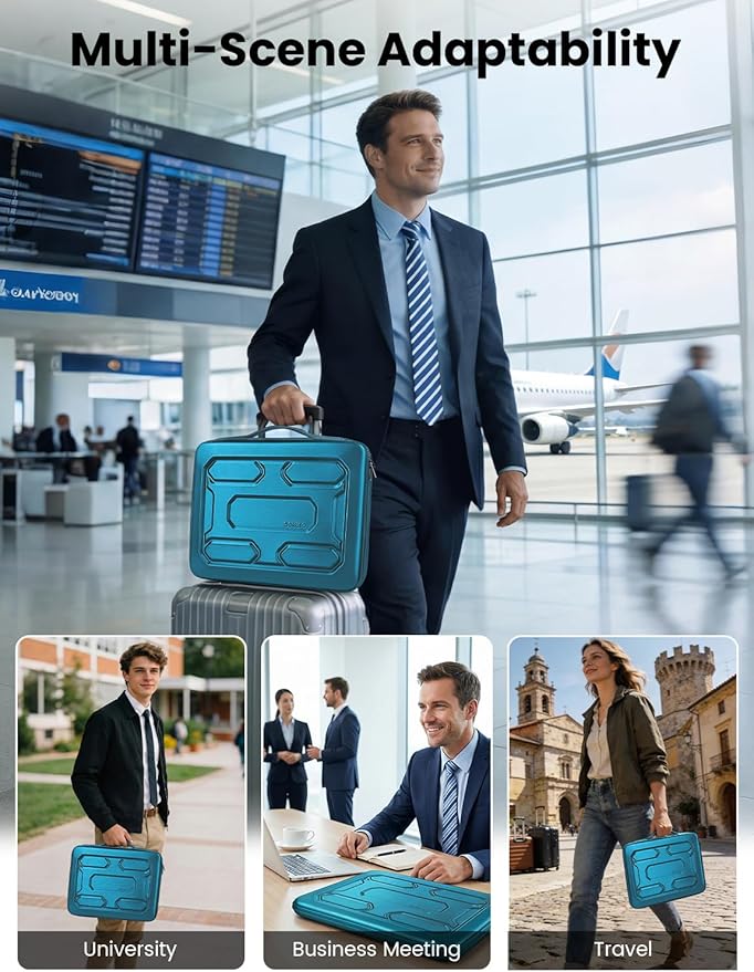 DOMISO Laptop Hard Case 15-16 inch Waterproof Shockproof Hard Shell Laptop Sleeve with Handle & Storage Pocket, Compatible with MacBook, HP, Dell, Teal