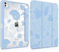 Case for iPad Pro 13 inch (M5) 2025 (M4) 2024 Release Slim Lightweight Cute Light Blue Cover with Clear Back TPU Edge Pencil Holder Trifold Stand, Starfish and Shells