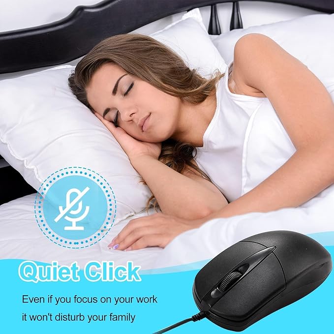 200 Black Wired Computer Mouse Bulk USB 1000 DPI 3 Button Corded Mouse with Home Office Noiseless Simple USB Mice for Computer Laptop Desktop PC (200)