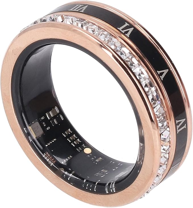 Smart Ring Health Tracker, Heart Rate Monitor Sleep Ring, Fitness Tracker for Monitoring Pressure, Oxygen, Step, Calories, Vintage Smart Rings for Men Women (8)