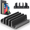 Elestoria 5- Slot Vertical Laptop Stand - Aluminum Laptop Stand Vertical for Desk - Fits MacBook Pro/Air, Surface, Mobiles & Gaming Laptops up to 17.3" - Heavy Duty Laptop Holder for Desk - (Black)