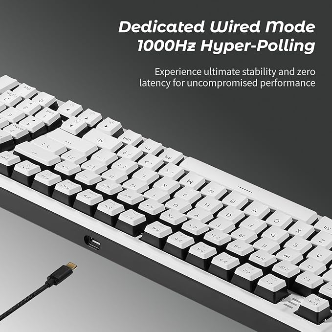 Hexgears X4 Mechanical Keyboard with Number Pad, USB-C Hot Swappable Custom Keyboard, Pre-lubed Linear Switches, White LED Backlit Computer Gaming Keyboards for PC/Tablet