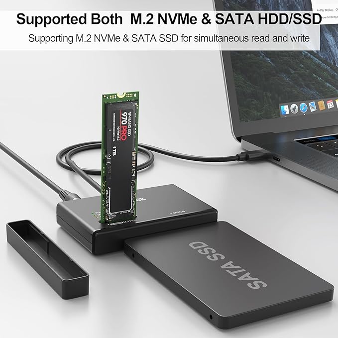 Unitek M.2 NVMe SSD Enclosure Adapter – 10 Gbps Hard Drive Reader Tool Free Pcie NVMe Adapter External USB 3.2 M2 SATA Case Converter Supports M Key Any Sizes M.2 2.5" /3.5" SATA Solid State Drive