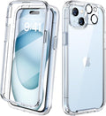 Diaclara Designed for iPhone 15 Plus Case 6.7'', Full Body Rugged Case w/Built-in Touch Sensitive Anti-Scratch Screen Protector+9H Glass Camera Lens Protector, Clear