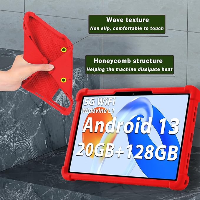 ATOOZ for ROWT 10.1 inch Tablet Case,Soft Silicone Case for ROWT A10/SVITOO Tab 10/Aiprotablet C20e/ZONKO D115/MB1001 10.1 inch Tablet with Stand (Red)