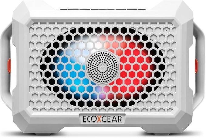 ECOXGEAR Defender: Outdoor Portable Bluetooth Speaker, 121dB Massive Sound, Waterproof and Drop Proof, with LED Party Lights, Pair up to 100, 25+ Hours Playtime (Whitewater)
