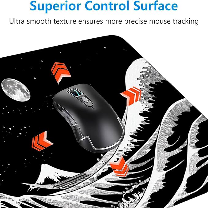 Japanese Sea Wave Anime Desk Mat Black and White Kanagawa XL Mouse Pad Large Mousepad Extended Laptop Keyboard Mat Gaming Desk Pad Mouse Mat 31.5"x11.8" Office Computer Keyboard Laptop Home