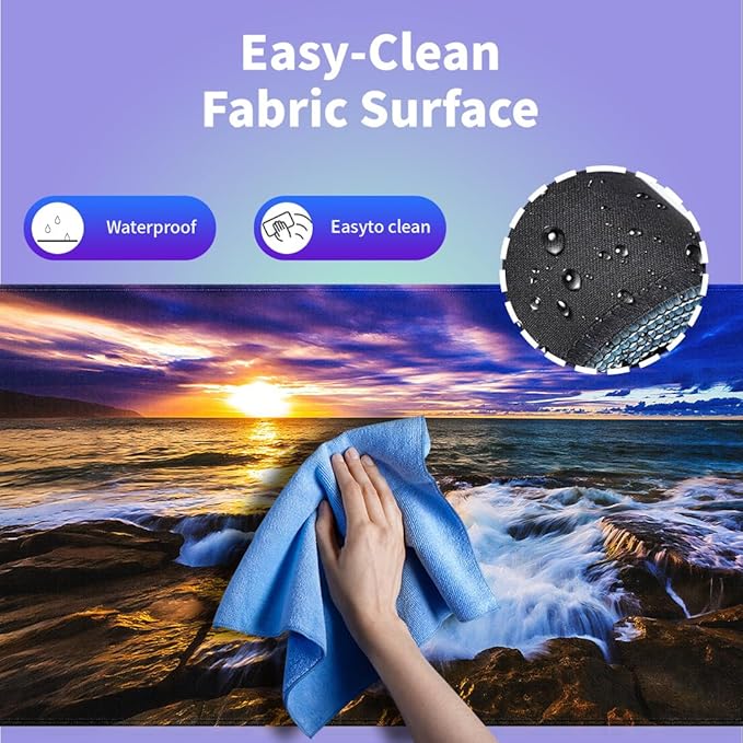 Large Gaming Mouse Pad (31.5" x 15.8") - Hawaiian Majestic Golden Sunset Glow over Turbulent Rocky Sea Rugged Coastline, Extra XXL Office Accessories, Premium Stitched Anti-Slip Office Desk Mat