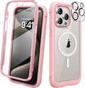 Diaclara Designed for iPhone 15 Pro Max Case, Full Body Rugged with Built-in Touch Sensitive Anti-Scratch Screen Protector, Soft TPU Bumper Case for iPhone 15 ProMax 6.7", Pink