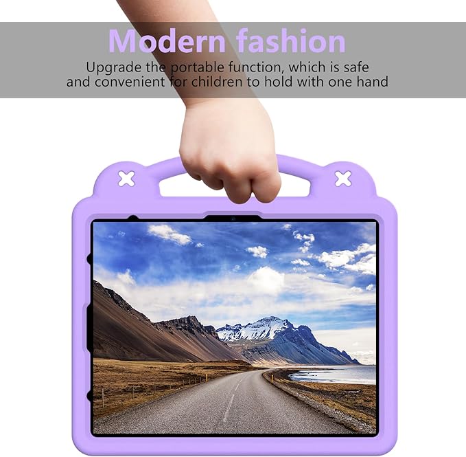 AKABEILA Compatible with ONN 10.1(GEN3) 2022(1000071485)/Amazon Fire HD 10(2021/2023)/Fire HD 10 Plus(2021/2023) Tablet Case, Kids Case with Shoulder Strap & Stand Handle Light Purple