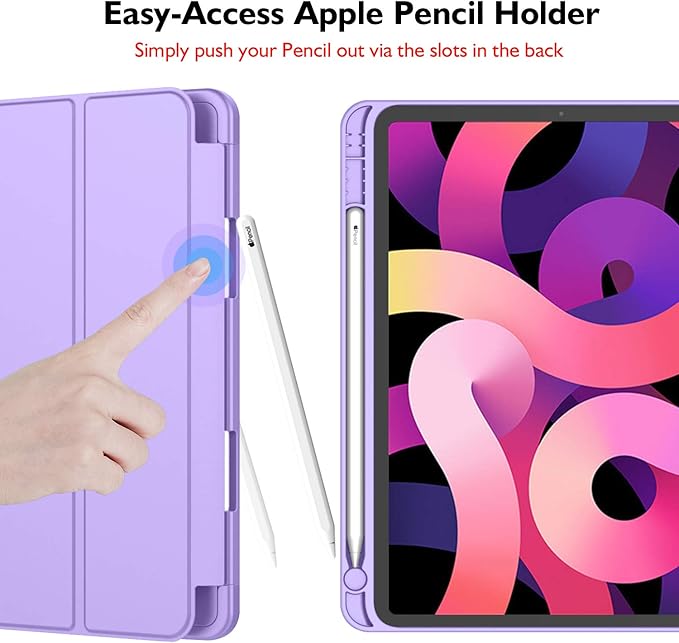 iMieet iPad Air 11 Inch Case M4/M3/M2(2026/2025/2024), iPad Air 5th/4th Generation Case 2022/2020 10.9 Inch with Pencil Holder,Trifold Stand Smart Case with Soft TPU Back(Clove Purple)
